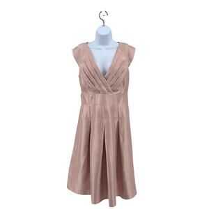 Jessica Howard Pink Formal Dress Womens 14 Belted Cap Sleeve Fit & Flare Pleated